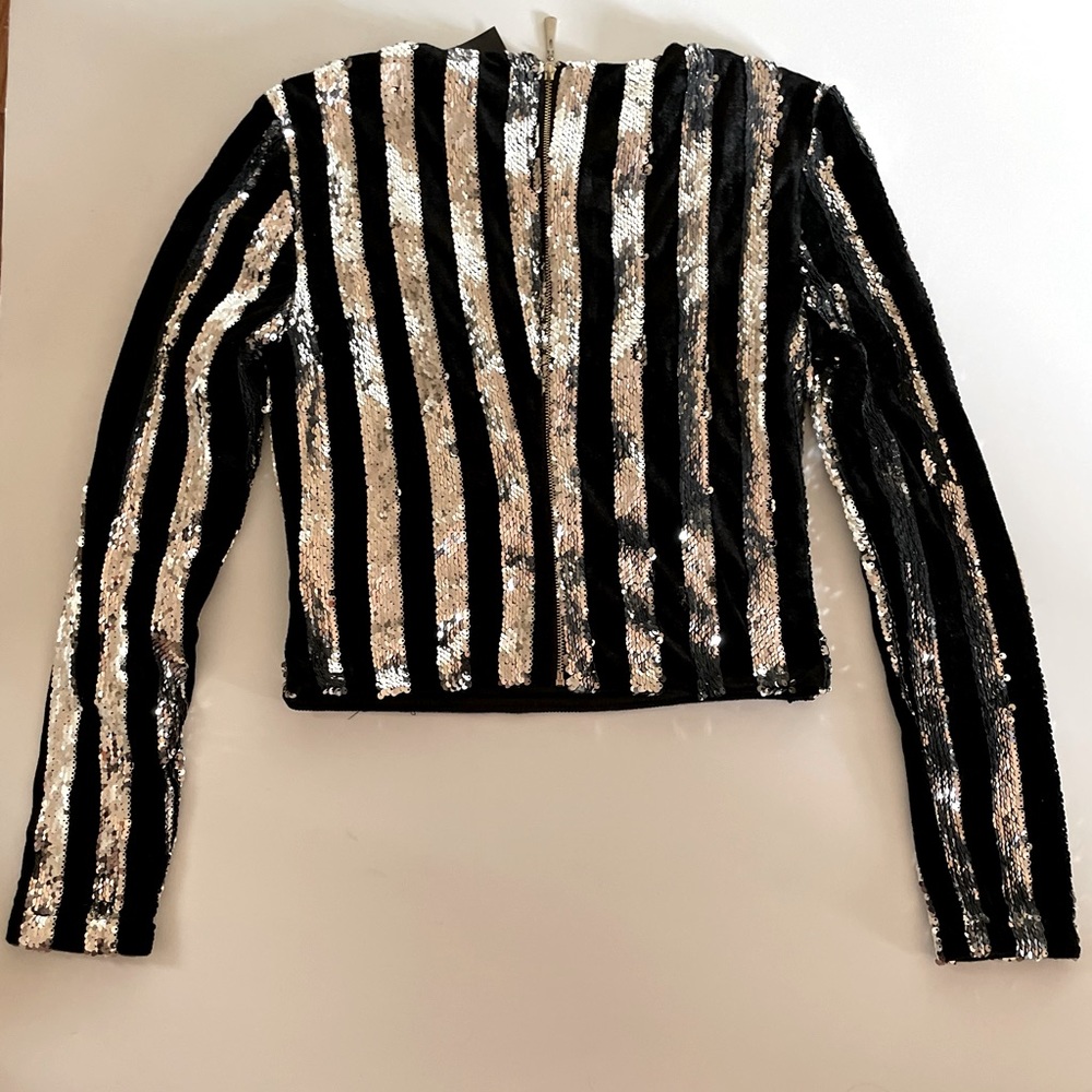 Black and silver sequins formal top